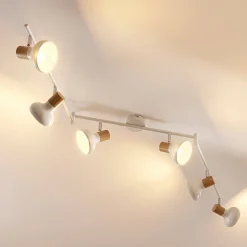 Lindby Fridolin plafondspot, 160cm, 6-lamps, wit, metaal