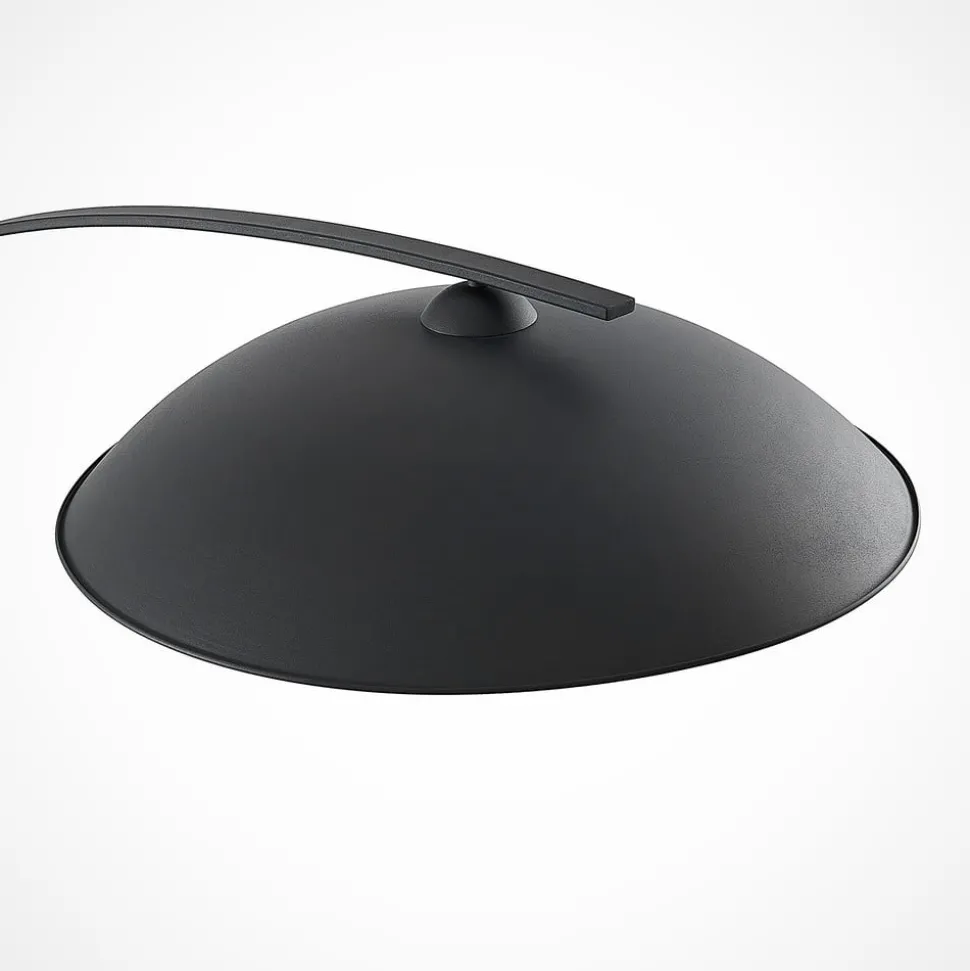Lindby gebogen vloerlamp Emilienne, zwart, goudkleurig, 180 cm