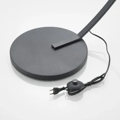 Lindby gebogen vloerlamp Emilienne, zwart, goudkleurig, 180 cm