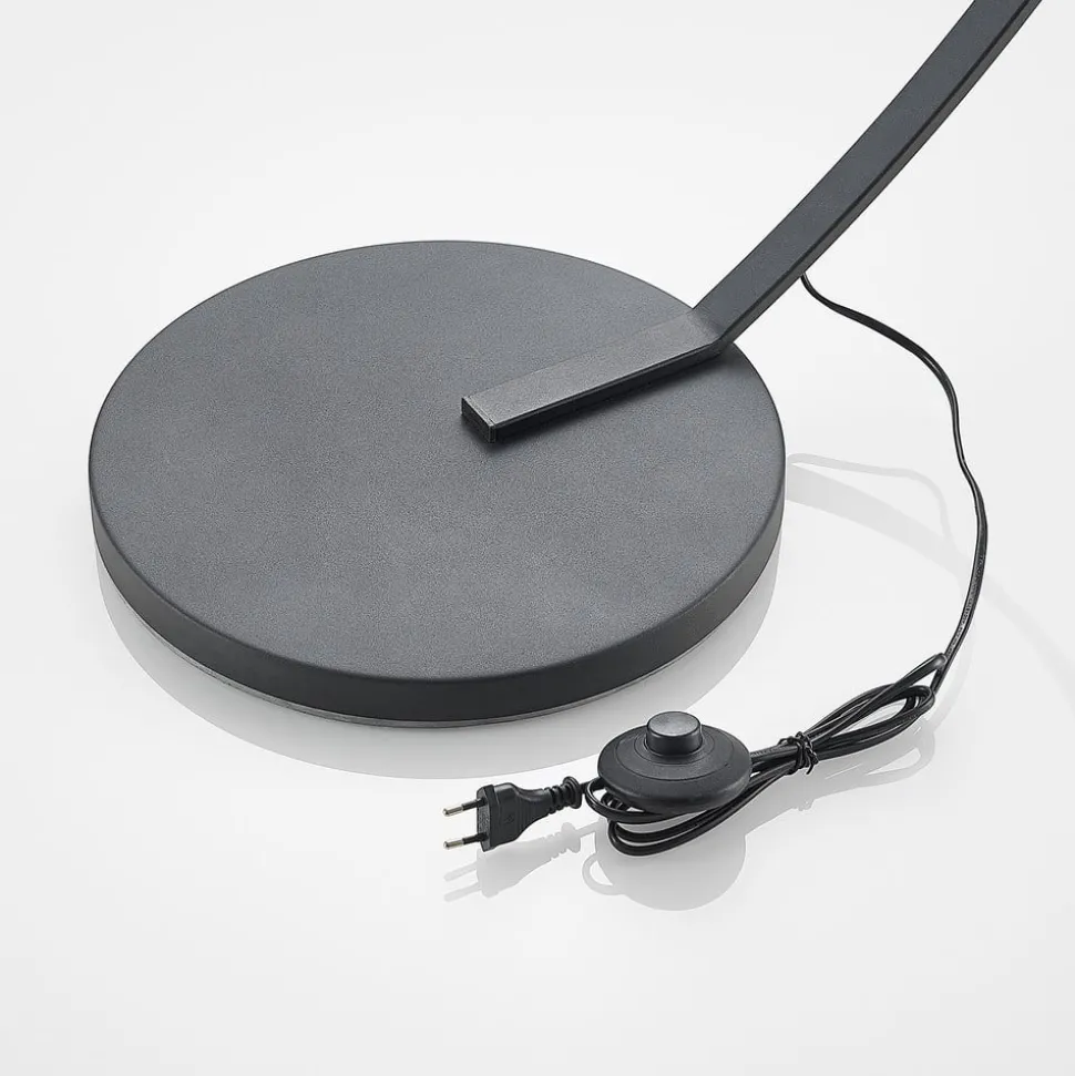 Lindby gebogen vloerlamp Emilienne, zwart, goudkleurig, 180 cm