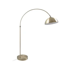 Lindby gebogen vloerlamp Lennar, antiek messing, metaal, 183cm