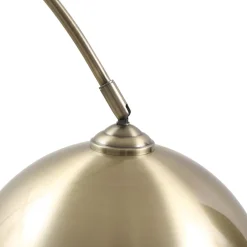 Lindby gebogen vloerlamp Lennar, antiek messing, metaal, 183cm