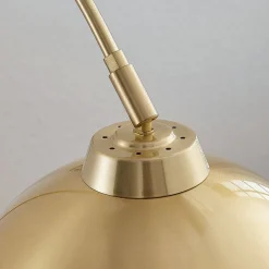 Lindby gebogen vloerlamp Moisia, messingkleurig, metaal, 148 cm