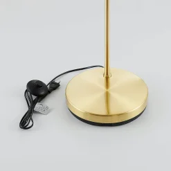 Lindby gebogen vloerlamp Moisia, messingkleurig, metaal, 148 cm