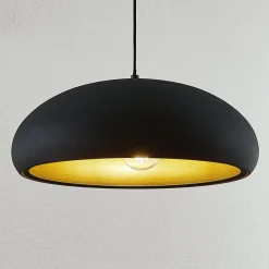 Lindby Gerwina hanglamp, zwart/goud, metaal, 40 cm, E27
