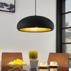 Lindby Gerwina hanglamp, zwart/goud, metaal, 40 cm, E27