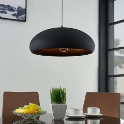 Lindby Gerwina hanglamp, zwart/goud, metaal, 40 cm, E27