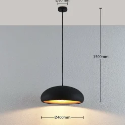 Lindby Gerwina hanglamp, zwart/goud, metaal, 40 cm, E27