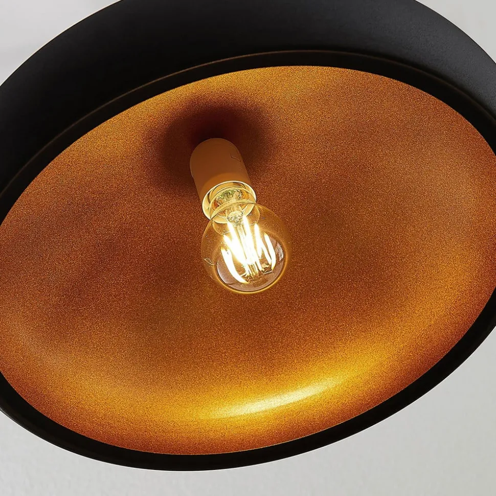 Lindby Gerwina hanglamp, zwart/goud, metaal, 40 cm, E27