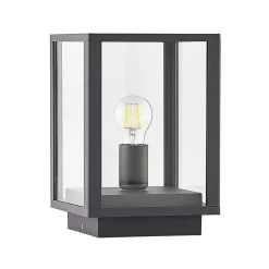 Lindby Giavanna sokkellamp, 29 cm, antraciet, IP44, E27