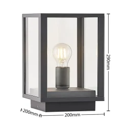 Lindby Giavanna sokkellamp, 29 cm, antraciet, IP44, E27