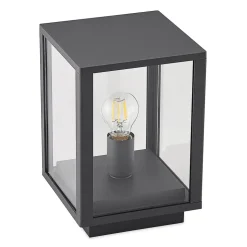 Lindby Giavanna sokkellamp, 29 cm, antraciet, IP44, E27