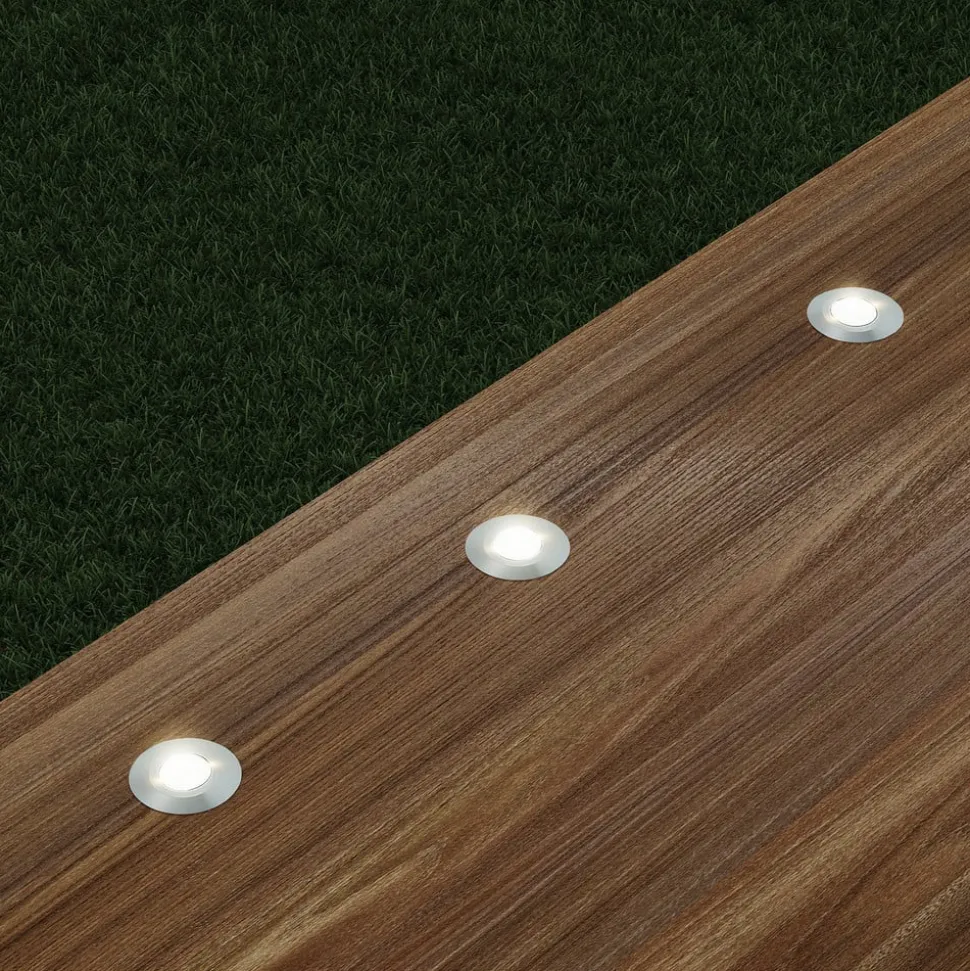 Lindby Gracelle LED inbouwvloerlamp, 3 stuks rond