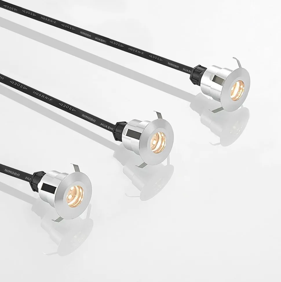 Lindby Gracelle LED inbouwvloerlamp, 3 stuks rond