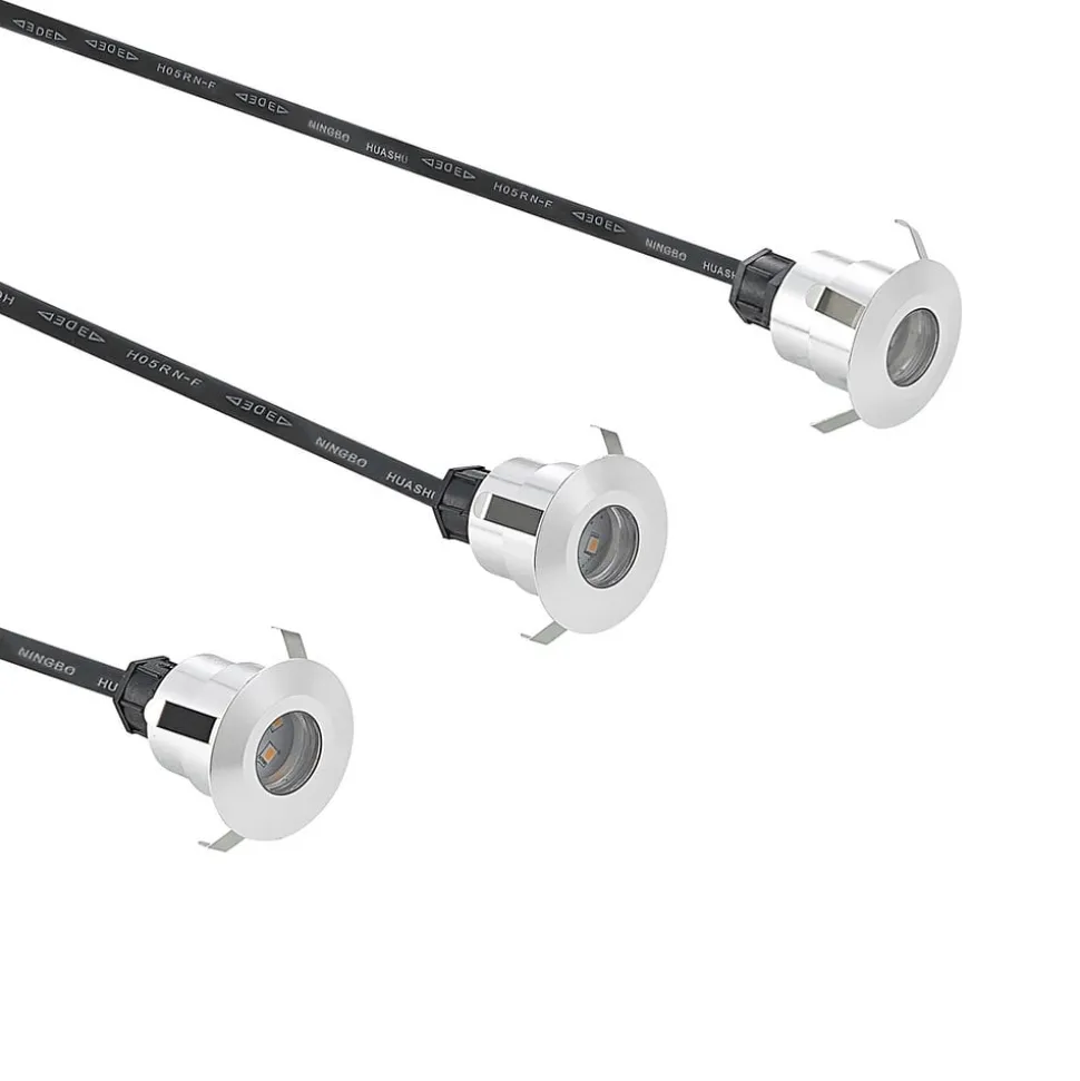 Lindby Gracelle LED inbouwvloerlamp, 3 stuks rond