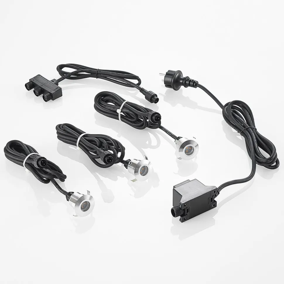 Lindby Gracelle LED inbouwvloerlamp, 3 stuks rond