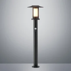 Lindby Gregory LED tuinpadverlichting, 76cm, sensor, donkergrijs, IP44