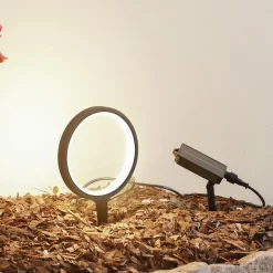 Lindby grondspies lamp op zonne-energie Syrene, 18 cm, zwart, aluminium