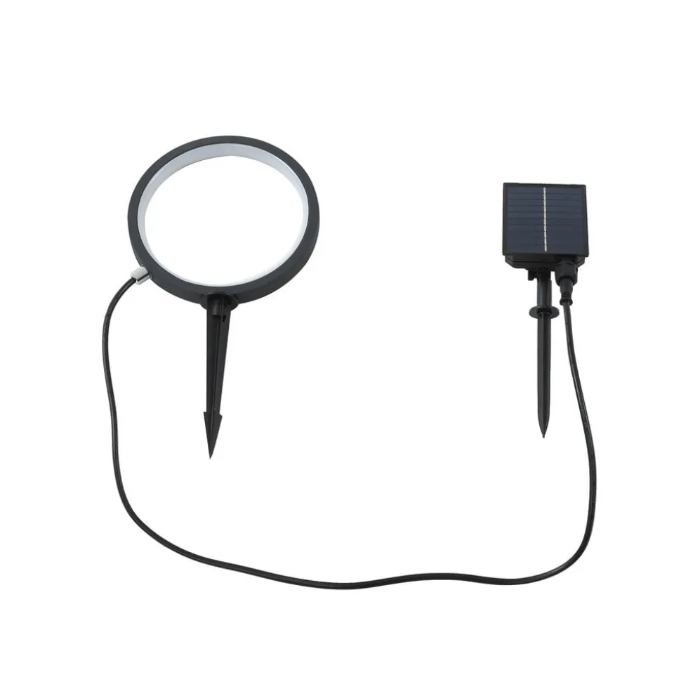 Lindby grondspies lamp op zonne-energie Syrene, 18 cm, zwart, aluminium