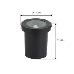 Lindby grondspot inbouwlamp Cliff, Ø 13 cm, rond, zwart