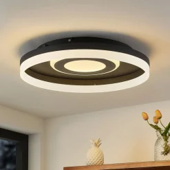 Lindby Gulda LED plafondlamp, RBGW, zwart