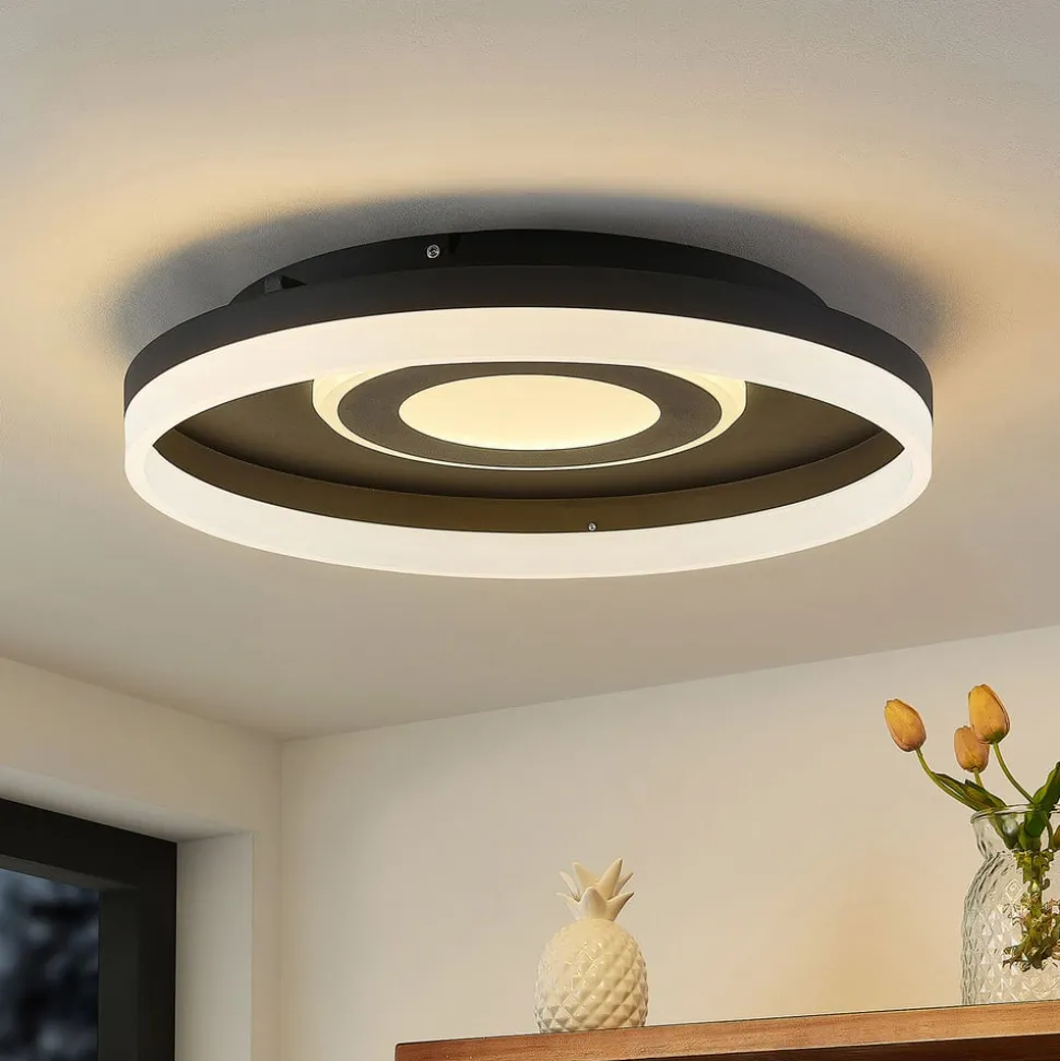 Lindby Gulda LED plafondlamp, RBGW, zwart