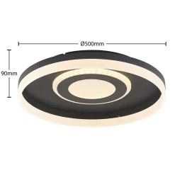 Lindby Gulda LED plafondlamp, RBGW, zwart