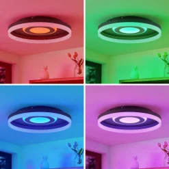 Lindby Gulda LED plafondlamp, RBGW, zwart