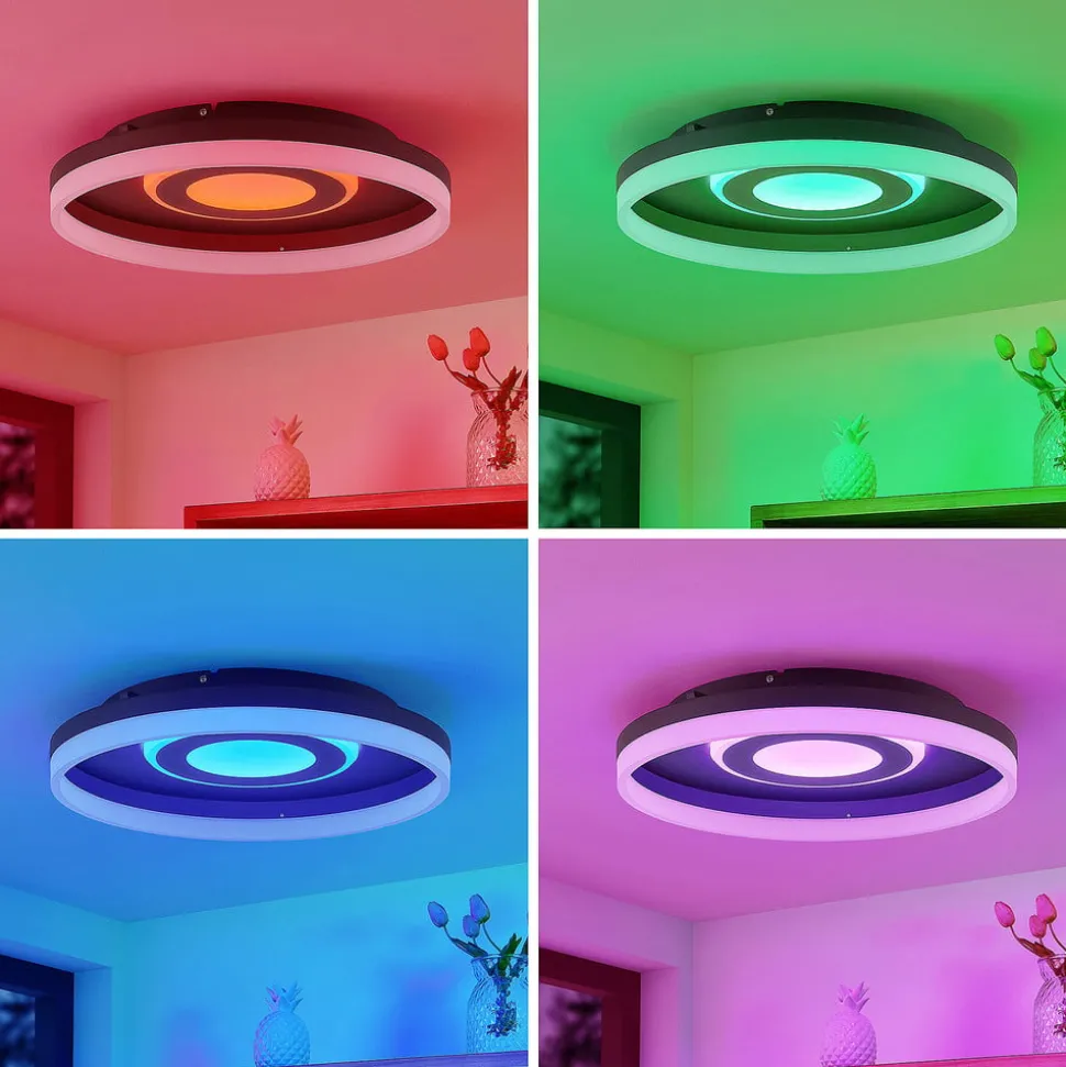 Lindby Gulda LED plafondlamp, RBGW, zwart