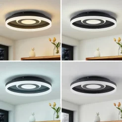 Lindby Gulda LED plafondlamp, RBGW, zwart