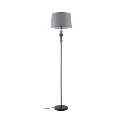 Lindby Haldorin vloerlamp, grijs/zwart, textiel, 157 cm