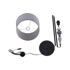 Lindby Haldorin vloerlamp, grijs/zwart, textiel, 157 cm