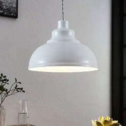 Lindby hanglamp Albertine, 29 cm, wit, metaal