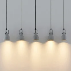 Lindby hanglamp Amilia, hout/beton, 5-lamps, 116 cm, GU10