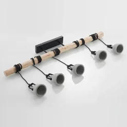 Lindby hanglamp Amilia, hout/beton, 5-lamps, 116 cm, GU10