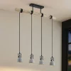 Lindby hanglamp Amilia, hout/beton, 4-lamps, 90 cm, GU10