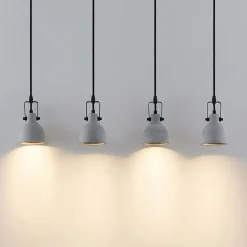 Lindby hanglamp Amilia, hout/beton, 4-lamps, 90 cm, GU10