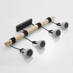 Lindby hanglamp Amilia, hout/beton, 4-lamps, 90 cm, GU10