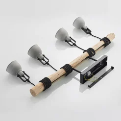 Lindby hanglamp Amilia, hout/beton, 4-lamps, 90 cm, GU10