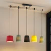 Lindby hanglamp Amilia, stof, 5-lamps, rood/grijs/geel, E27
