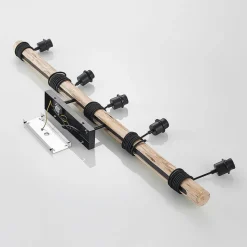 Lindby hanglamp Amilia, stof, 5-lamps, rood/grijs/geel, E27