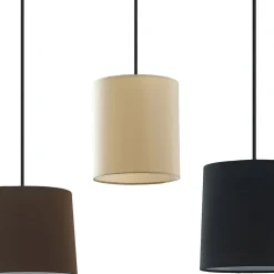 Lindby hanglamp Amilia, stof, 5-lamps, grijs/beige, E27