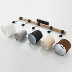 Lindby hanglamp Amilia, stof, 5-lamps, grijs/beige, E27