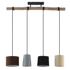 Lindby hanglamp Amilia, stof, 4-lamps, grijs/beige, E27