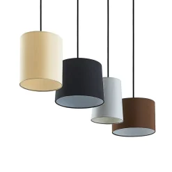 Lindby hanglamp Amilia, stof, 4-lamps, grijs/beige, E27