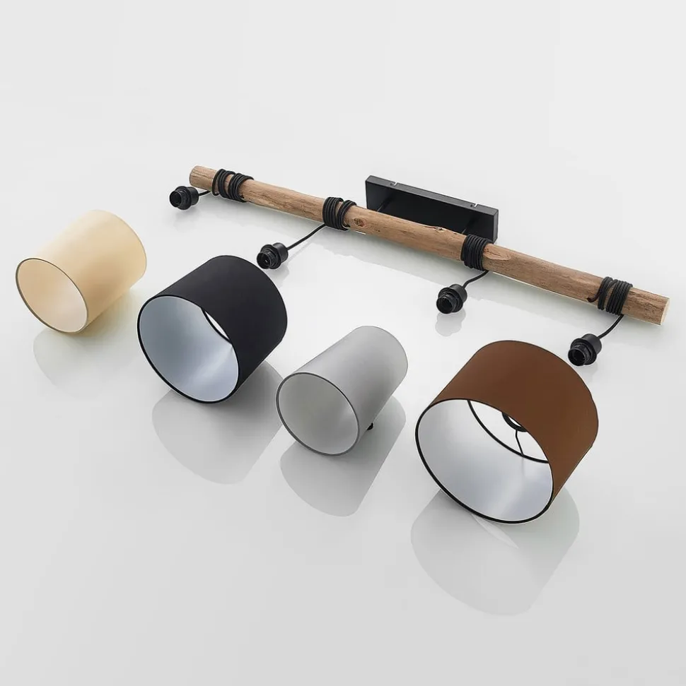 Lindby hanglamp Amilia, stof, 4-lamps, grijs/beige, E27