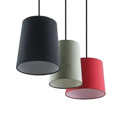 Lindby hanglamp Amilia, stof, 3-lamps, rood/grijs/zwart