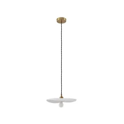 Lindby hanglamp Annira, Ø 29 cm, keramiek, wit/messing