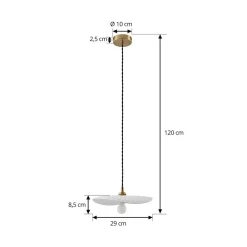 Lindby hanglamp Annira, Ø 29 cm, keramiek, wit/messing