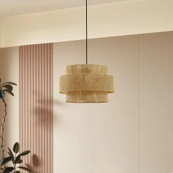 Lindby hanglamp Anuva, naturel, papier, Ø 45 cm